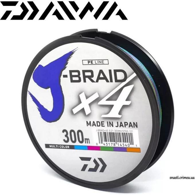 Шнур DAIWA J-Braid X4E 300м 0,19мм Multi Color 12745-119 Шнур DAIWA J-Braid X4E 300м 0,19мм Multi Color 12745-119