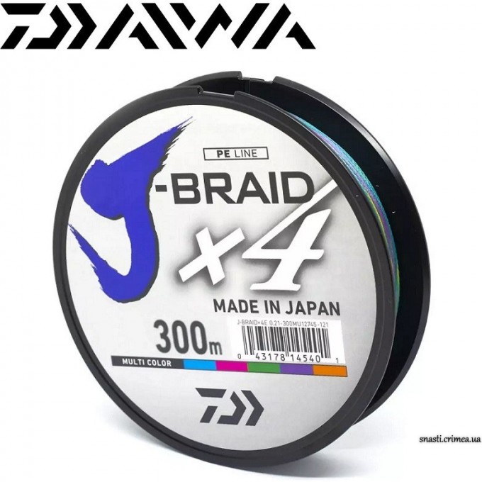 Шнур DAIWA J-Braid X4E 300м 0,29мм Multi Color 12745-129 Шнур DAIWA J-Braid X4E 300м 0,29мм Multi Color 12745-129