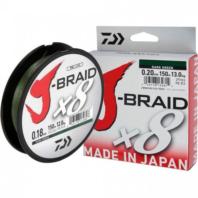 Шнур DAIWA J-Braid X8 0,06мм 150м multicolor 12755-006 Шнур DAIWA J-Braid X8 0,06мм 150м multicolor 12755-006